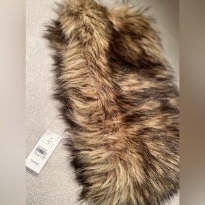 NWT Ann Taylor LOFT Faux Fur Infinity Scarf Brown Fox Knit Lined Retail $44.50
